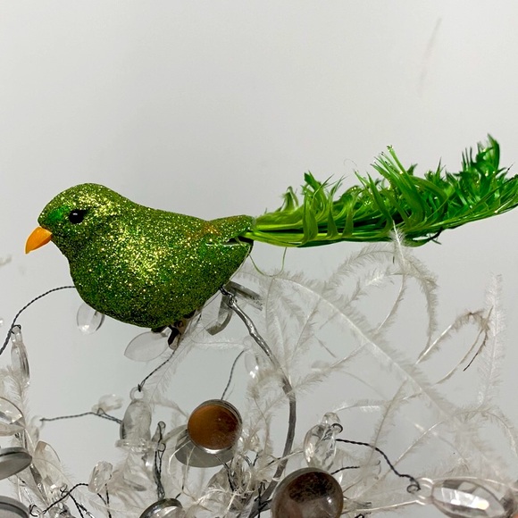 Glitter bird ornament green - Picture 3 of 12